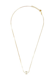 Product shot of the Single Pearl Necklace in colour Gold (Metallics), from the front