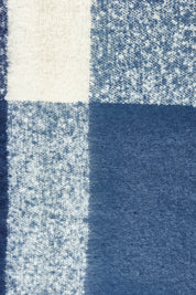 Product shot of the Charlie Checker Scarf in colour Navycream (Blue), detail