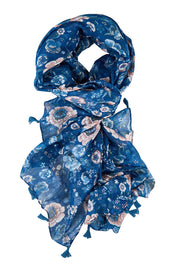 Product shot of the Zinnia Lightweight Scarf - Pinkblue in colour Pinkblue, from the front