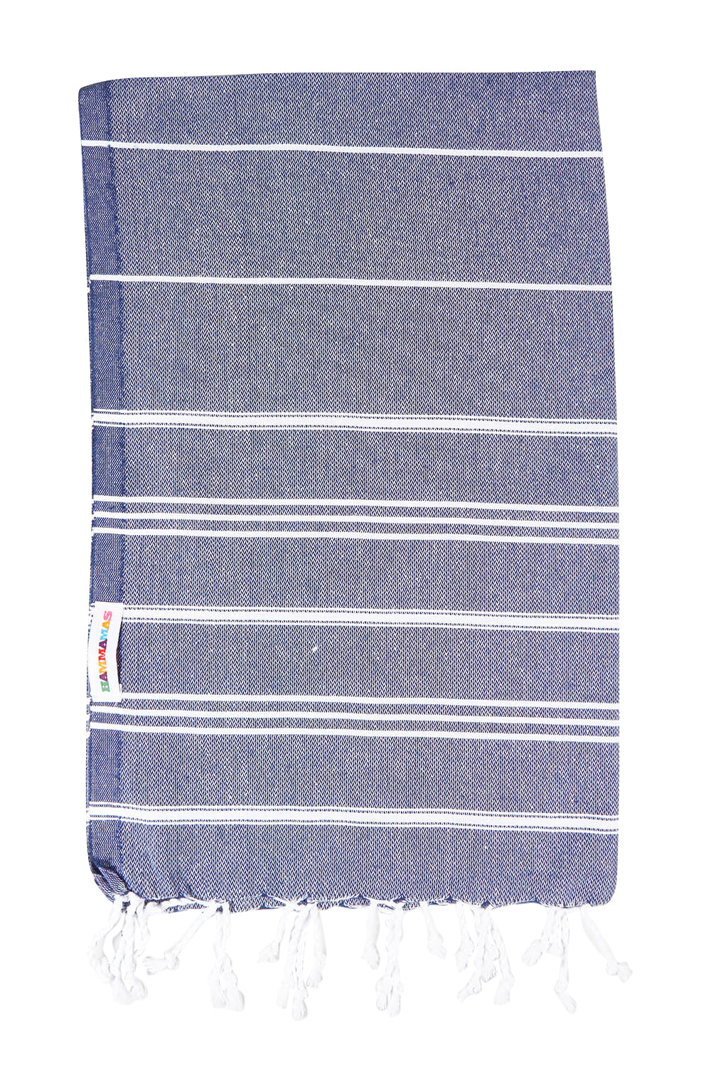 Product shot of the Hammamas Cotton Bubs Towel in colour Navy (Blue), from the front