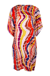 Product shot of the Bell Sleeve Tunic Dress in colour Reflection (Pink), from the front