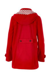 Product shot of the Duffle Jacket in colour Red (Red), from the back