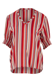 Preloved Printed V Neck Top - Striped