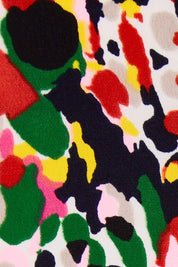 Product shot of the Printed Short Sleeve Faux Wrap Dress in colour Colourful (Blue), detail