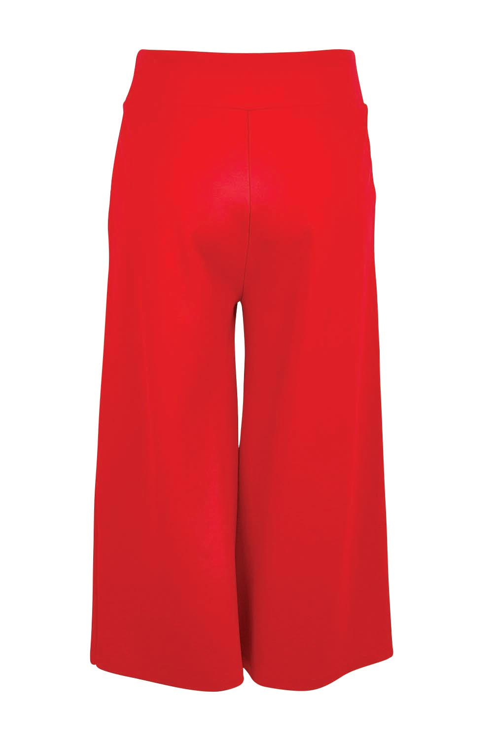 Product shot of the Wide Leg Ponte Pant – Brightred in colour Brightred, from the back