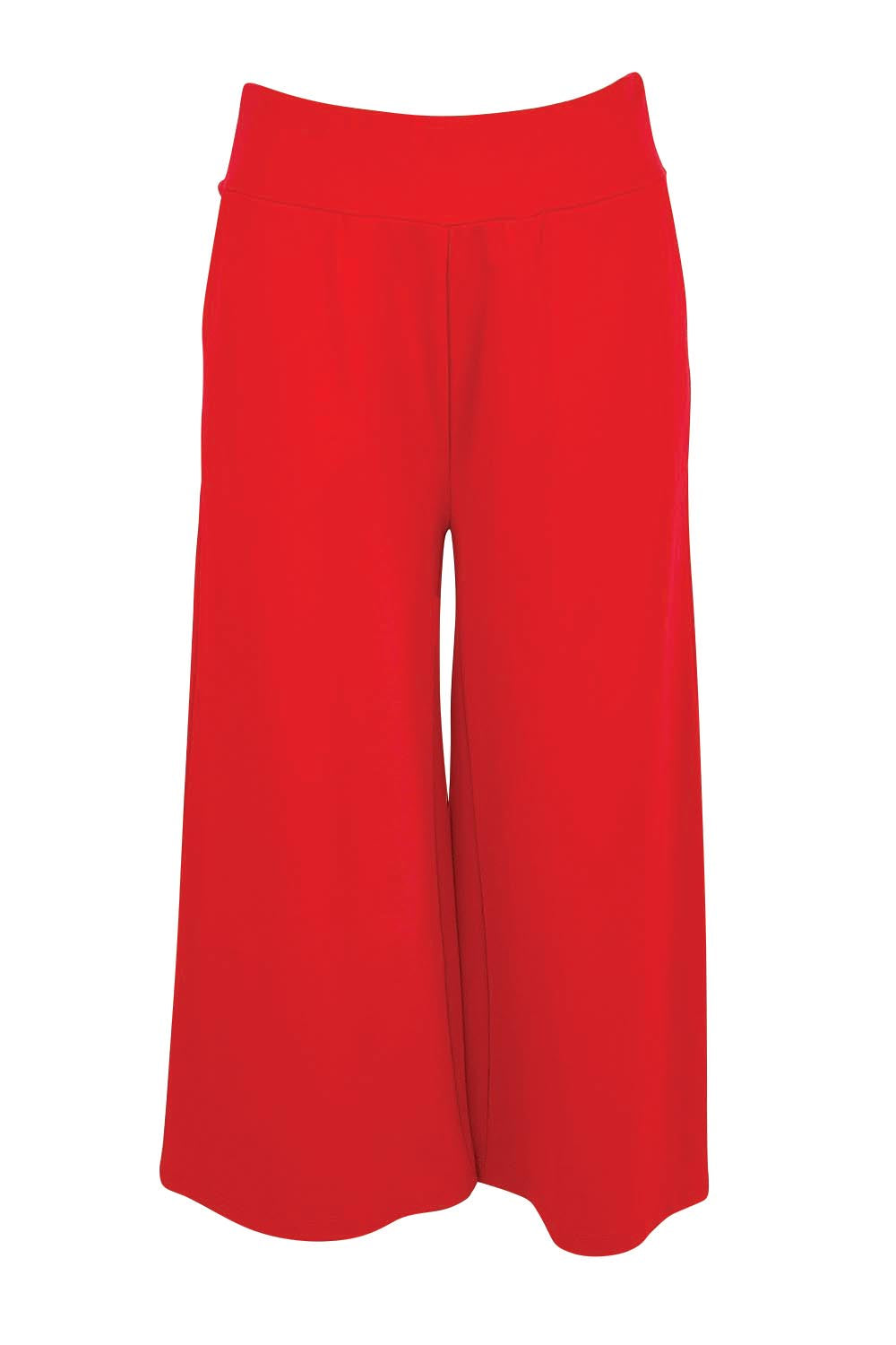 Product shot of the Wide Leg Ponte Pant – Brightred in colour Brightred, from the front
