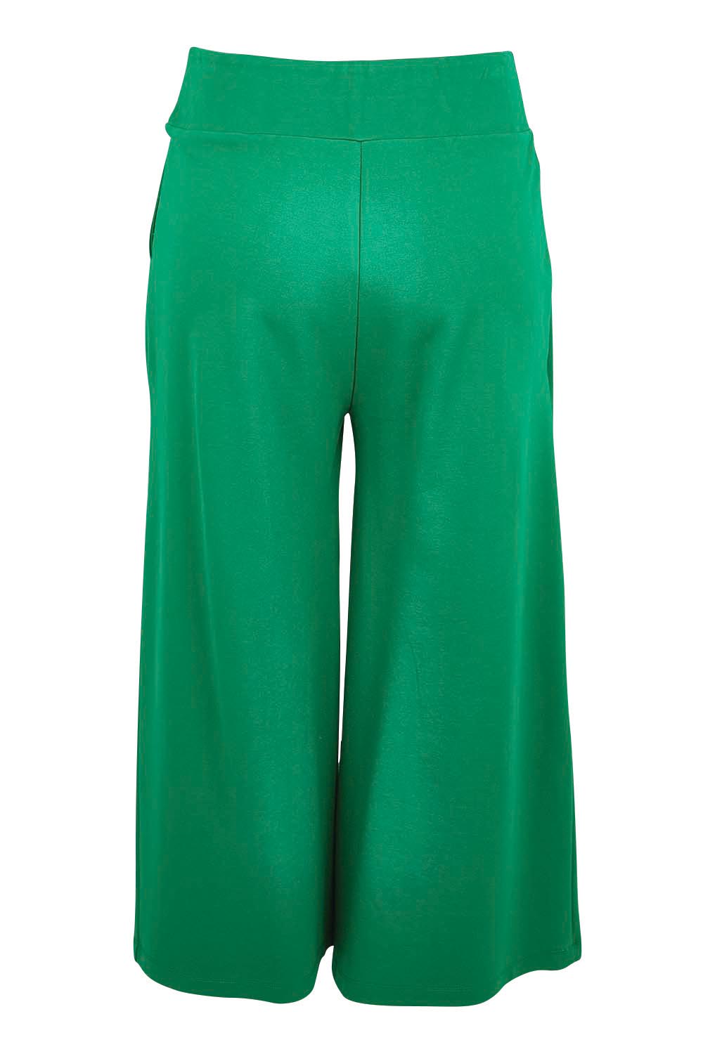 Product shot of the Wide Leg Ponte Pant – Green in colour Green, from the back