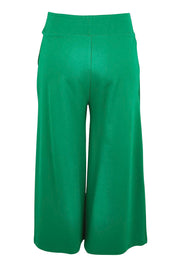 Product shot of the Wide Leg Ponte Pant – Green in colour Green, from the back