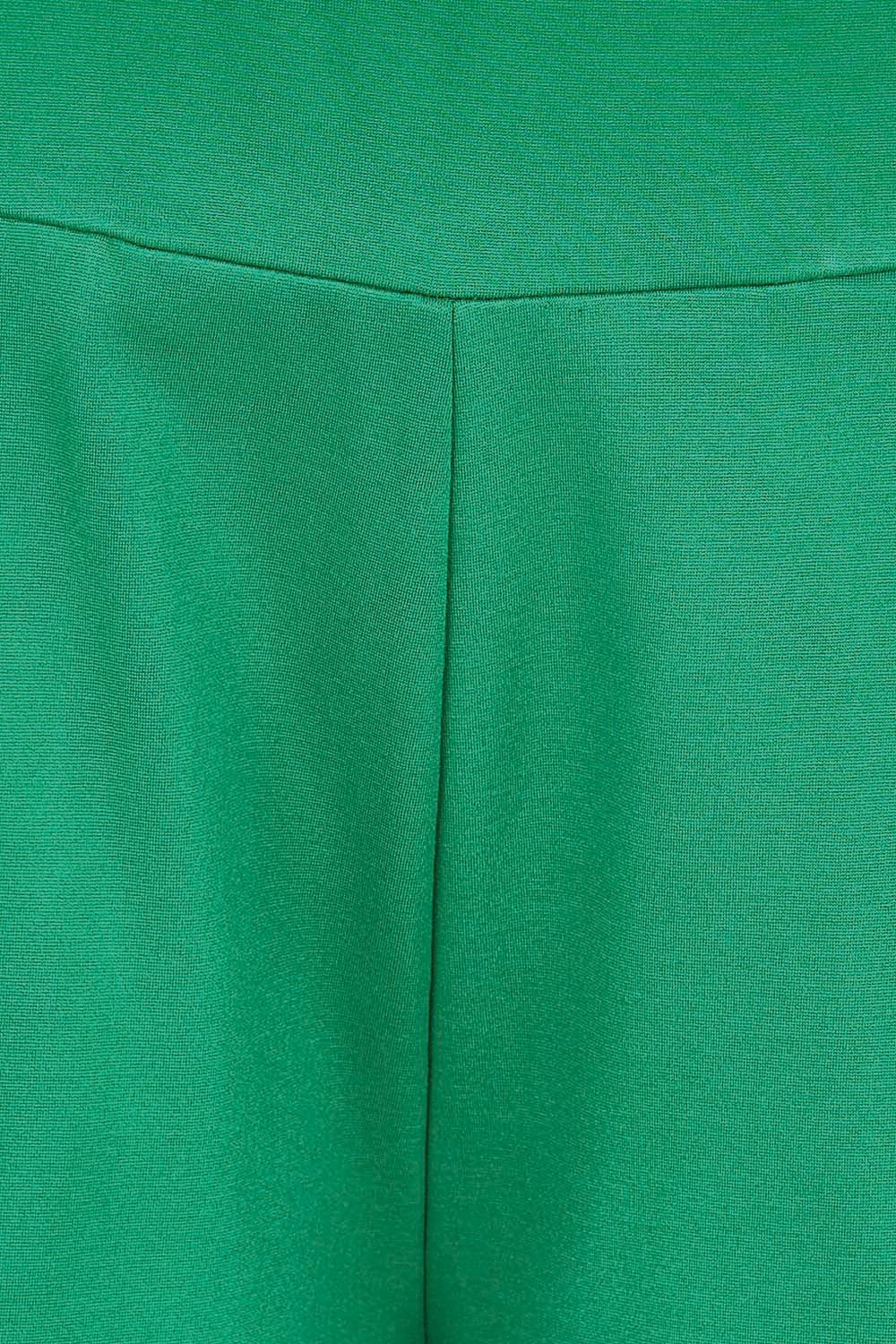Product shot of the Wide Leg Ponte Pant – Green in colour Green, showing detail
