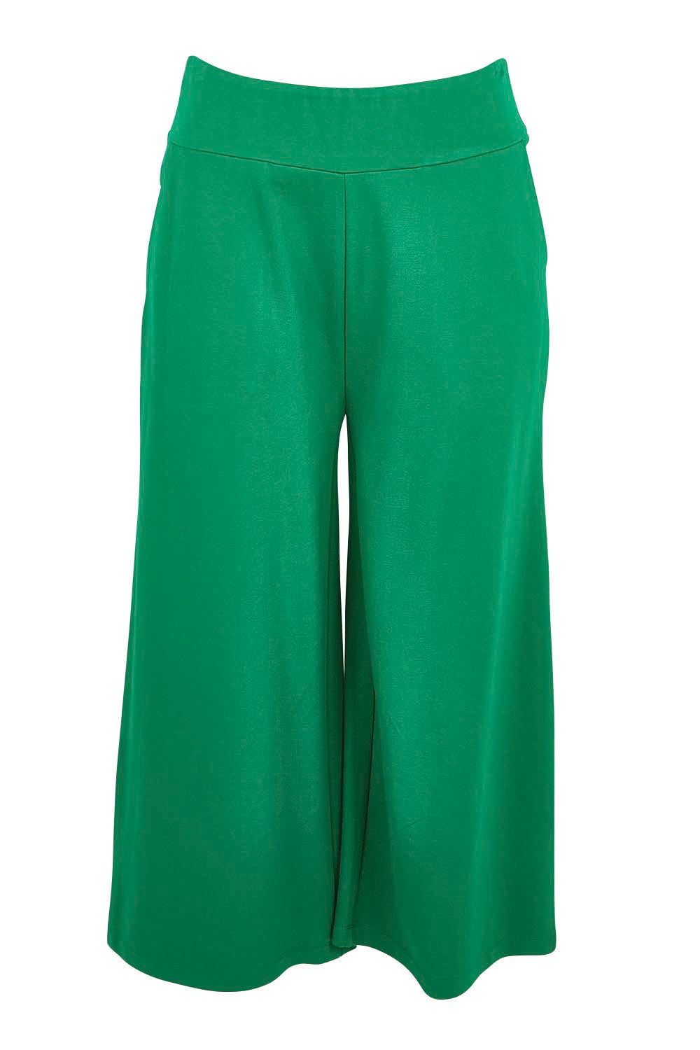 Product shot of the Wide Leg Ponte Pant – Green in colour Green, from the front