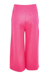 Product shot of the Wide Leg Ponte Pant – Pink in colour Pink, from the back