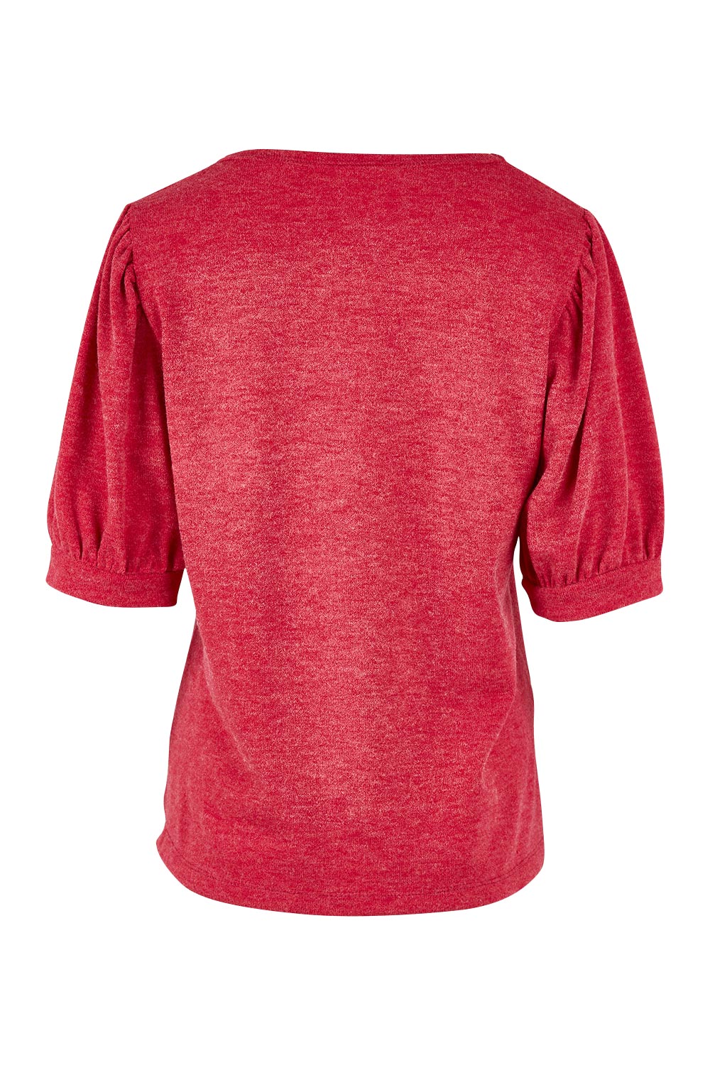 Product shot of the Gathered Sleeve Top in colour Hotpink (Pink), from the back