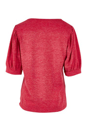 Product shot of the Gathered Sleeve Top in colour Hotpink (Pink), from the back