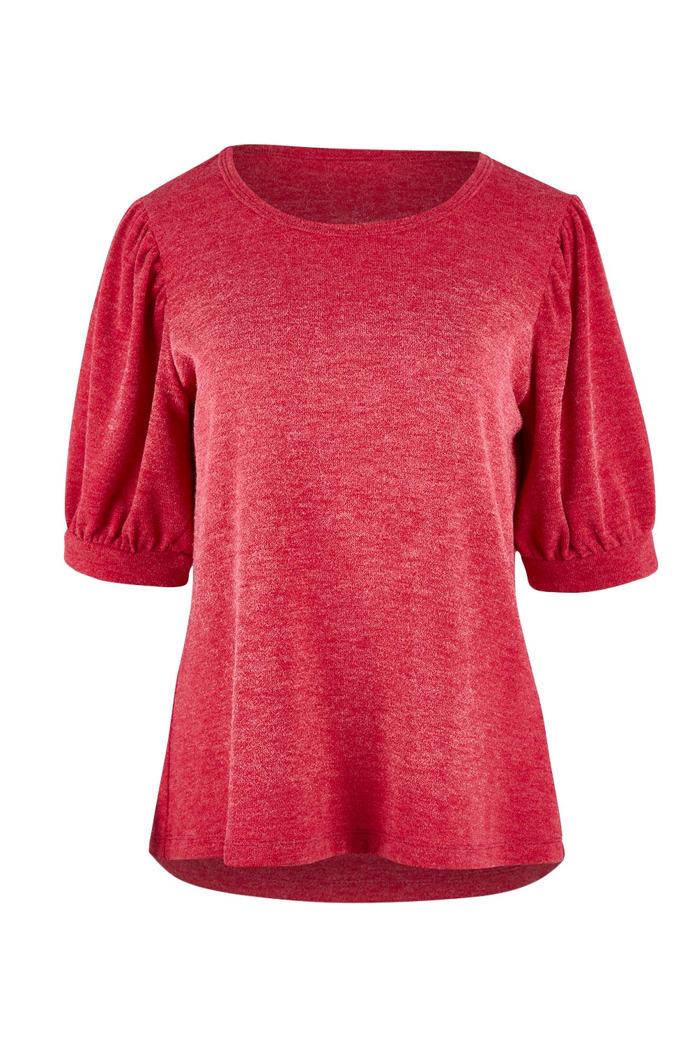 Product shot of the Gathered Sleeve Top in colour Hotpink (Pink), from the front