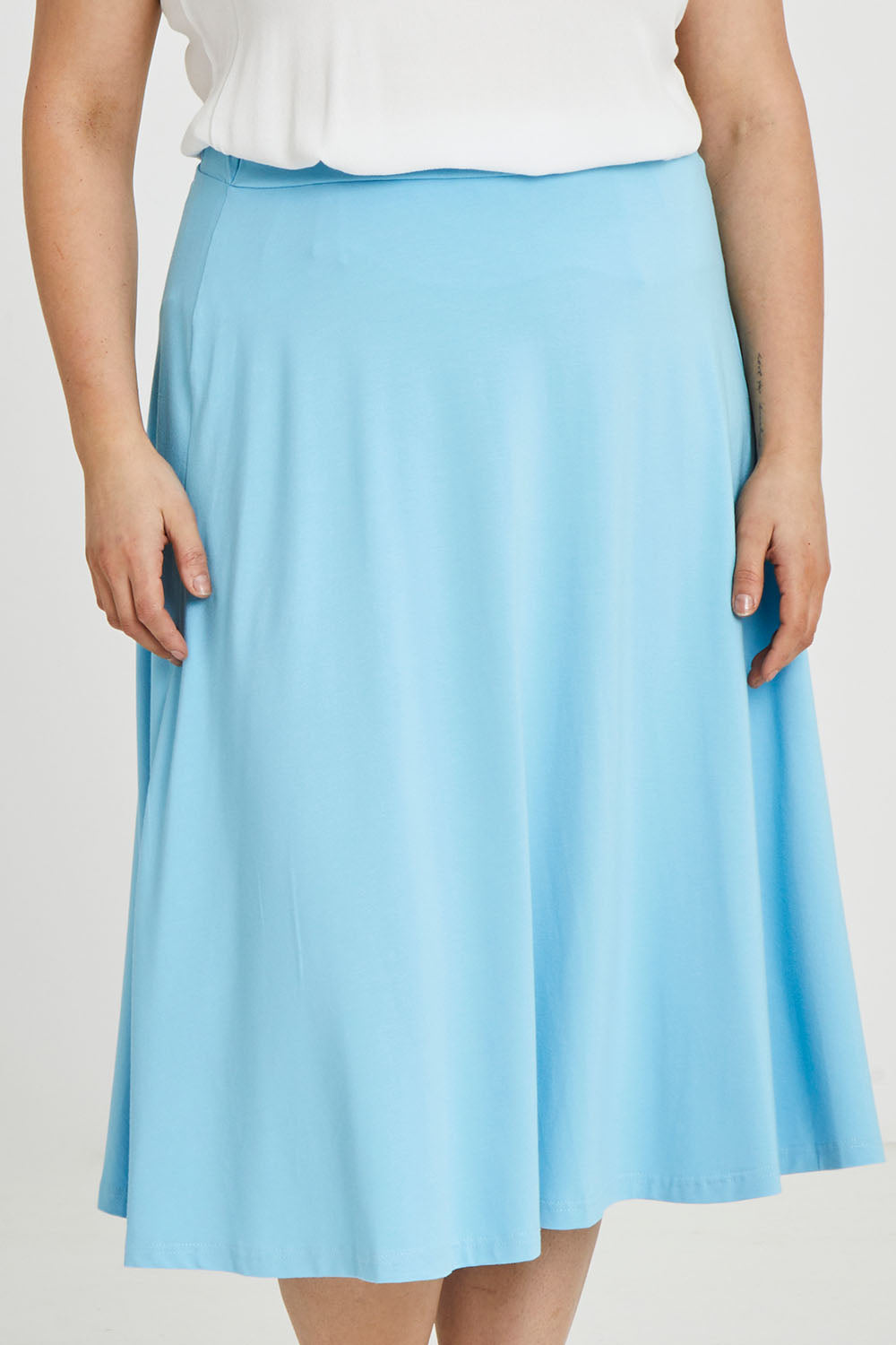 Preloved Gathered Waist Long Skirt - Skyblue