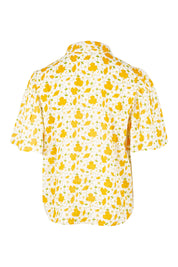 Product shot of the Printed Button Thru Blouse in colour Goldfloral, from the back