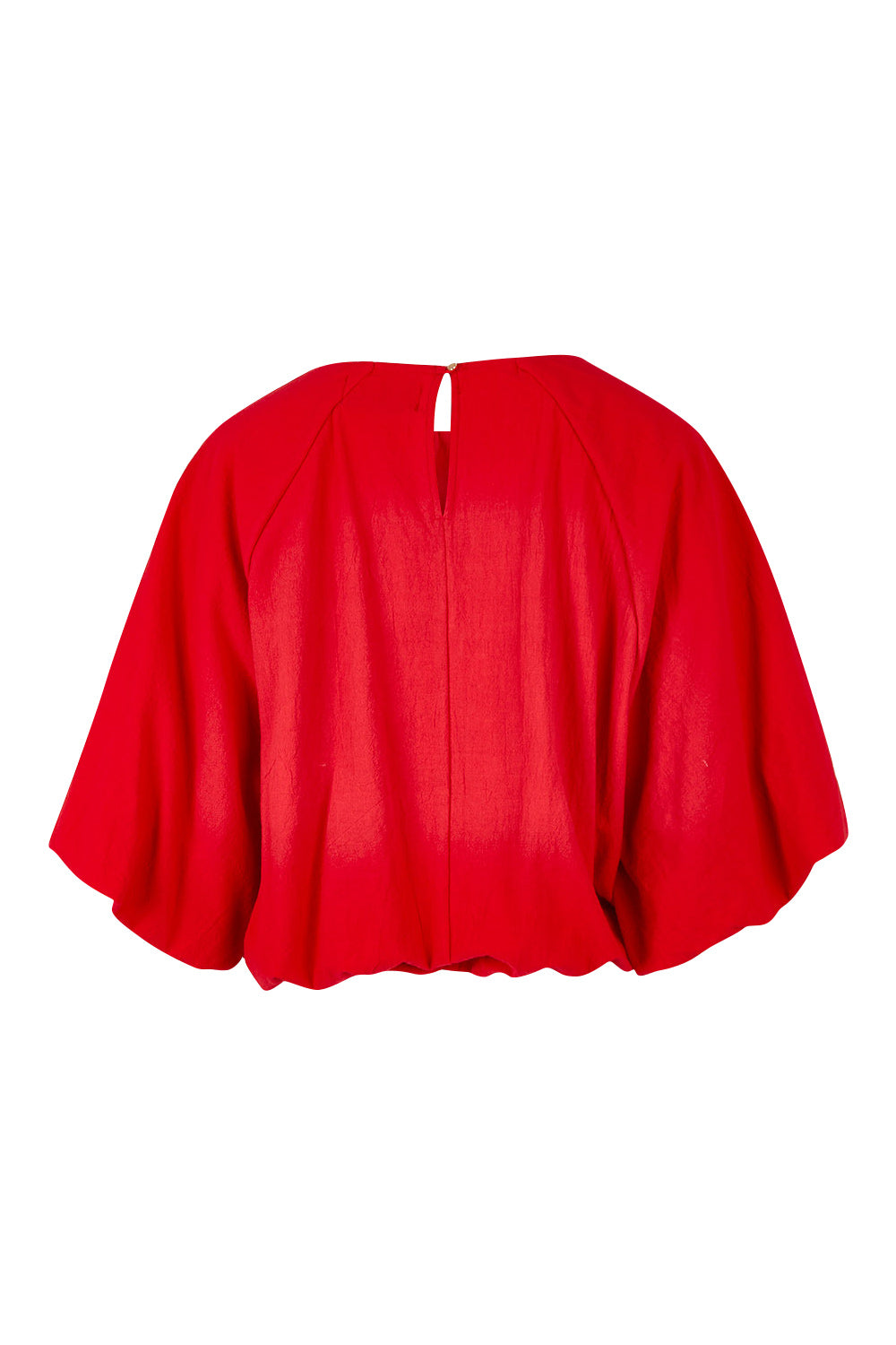 Product shot of the Billow Sleeve Top in colour Red (Red), from the back