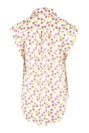 Product shot of the Cap Sleeve Shirt in colour Retrodaisy (White), from the back