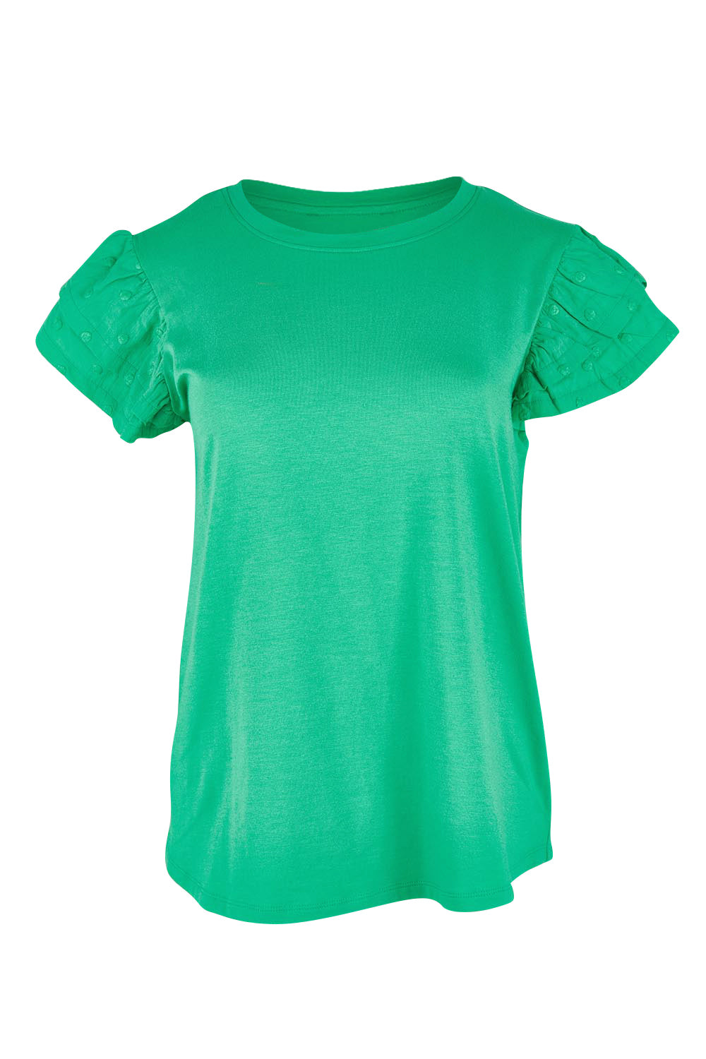 Product shot of the Ruffle Sleeve Top – Mint in colour Mint, from the front