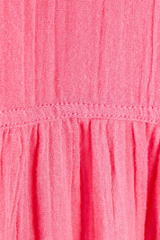 Product shot of the Bubble Sleeve Half Placket Dress in colour Mixedpink (Pink), detail