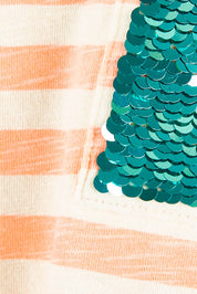 Product shot of the Sequin Pocket Tee in colour Sequins, detail