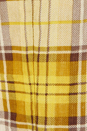 Product shot of the V Neck Check Top in colour Citruschec, detail