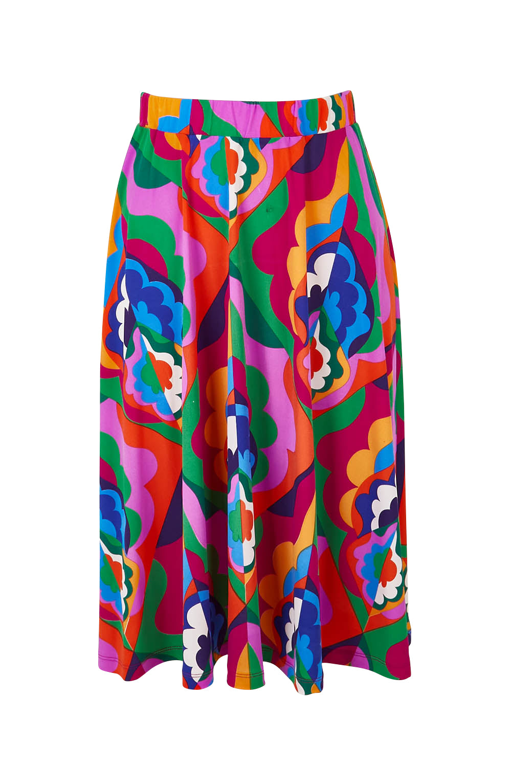 Product shot of the Elastic Waist Skirt in colour Graphic (Purple), from the front