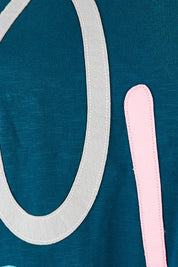 Product shot of the Love Long Sleeve Tee in colour Love (Blue), detail