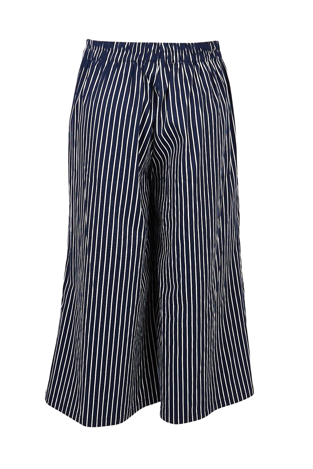 Product shot of the Striped Wide Leg Pant in colour Navywhite (Blue), from the back