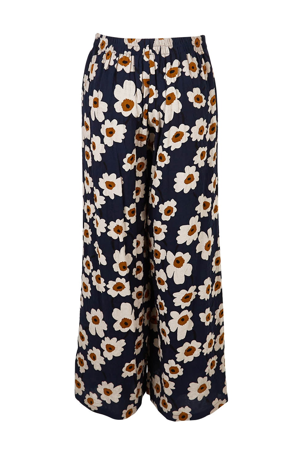 Product shot of the Printed Relaxed Pant in colour Daisyfield (Blue), from the back