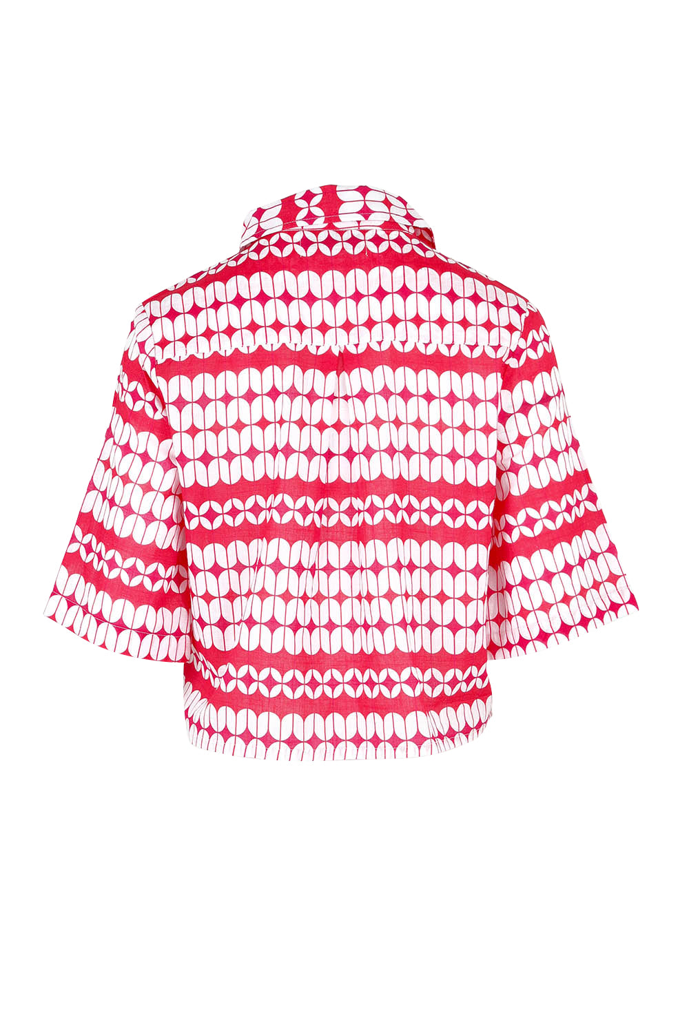 Product shot of the Relaxed Cotton Shirt in colour Abstract (Pink), from the back