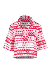 Product shot of the Relaxed Cotton Shirt in colour Abstract (Pink), from the front