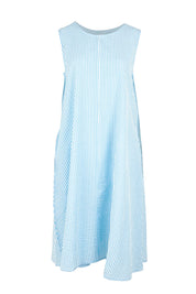 Product shot of the Summer Stripe Cotton Tank Dress in colour Bluestripe (Blue), from the front