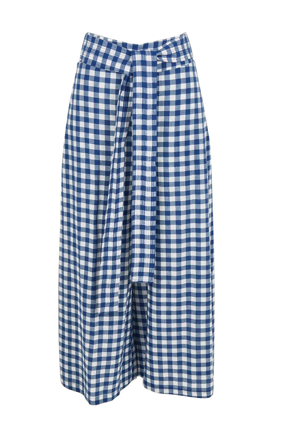 Product shot of the Cotton Waist Tie Pants – Bluewhite in colour Bluewhite, from the front