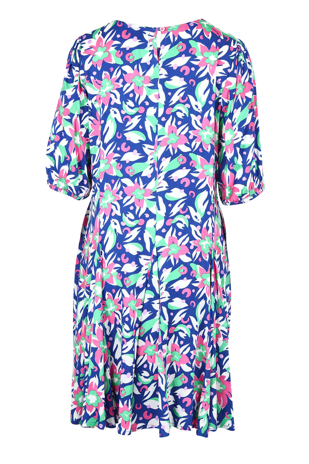 Product shot of the Flared Hem Dress in colour Floral, from the back