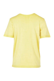 Product shot of the Short Sleeve Knit Top in colour Yellow, from the back