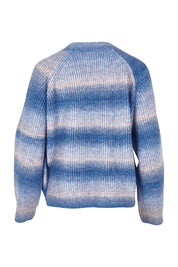 Product shot of the Space Dyed Yarn Crewneck Sweater in colour Dusk (Blue), from the back