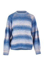 Product shot of the Space Dyed Yarn Crewneck Sweater in colour Dusk (Blue), from the front