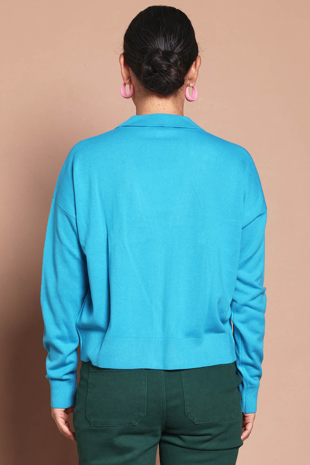 Relaxed Collar Cardigan – Aqua