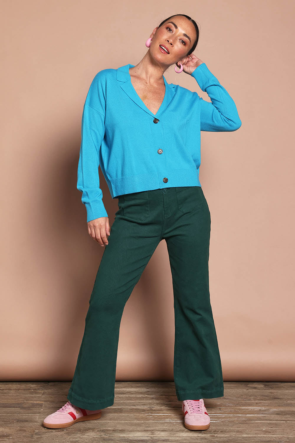 Relaxed Collar Cardigan – Aqua