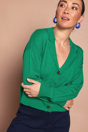 Relaxed Collar Cardigan – Vividgreen