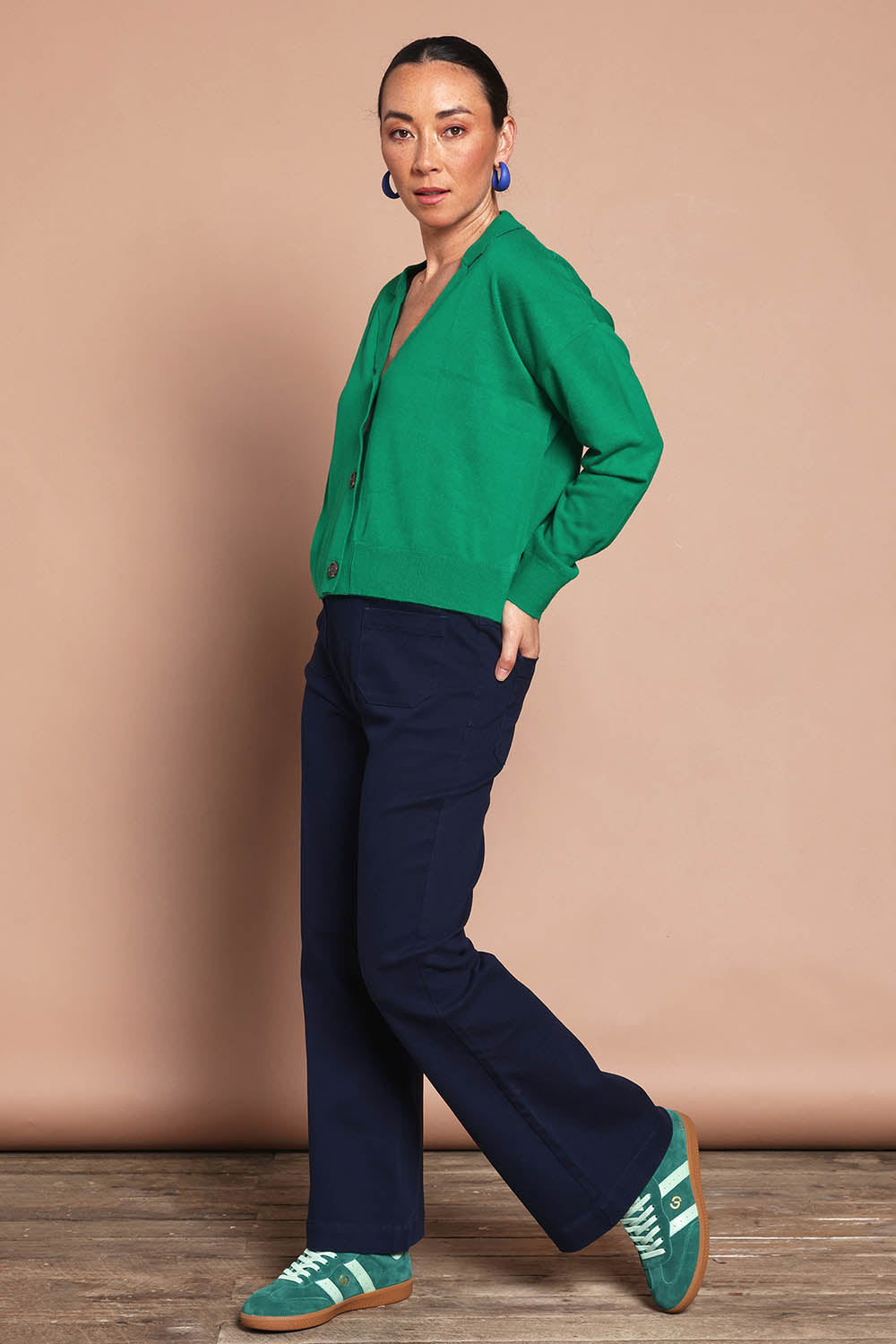 Relaxed Collar Cardigan – Vividgreen