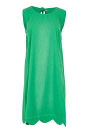 Product shot of the Cotton Shift Dress in colour Green (Green), from the front