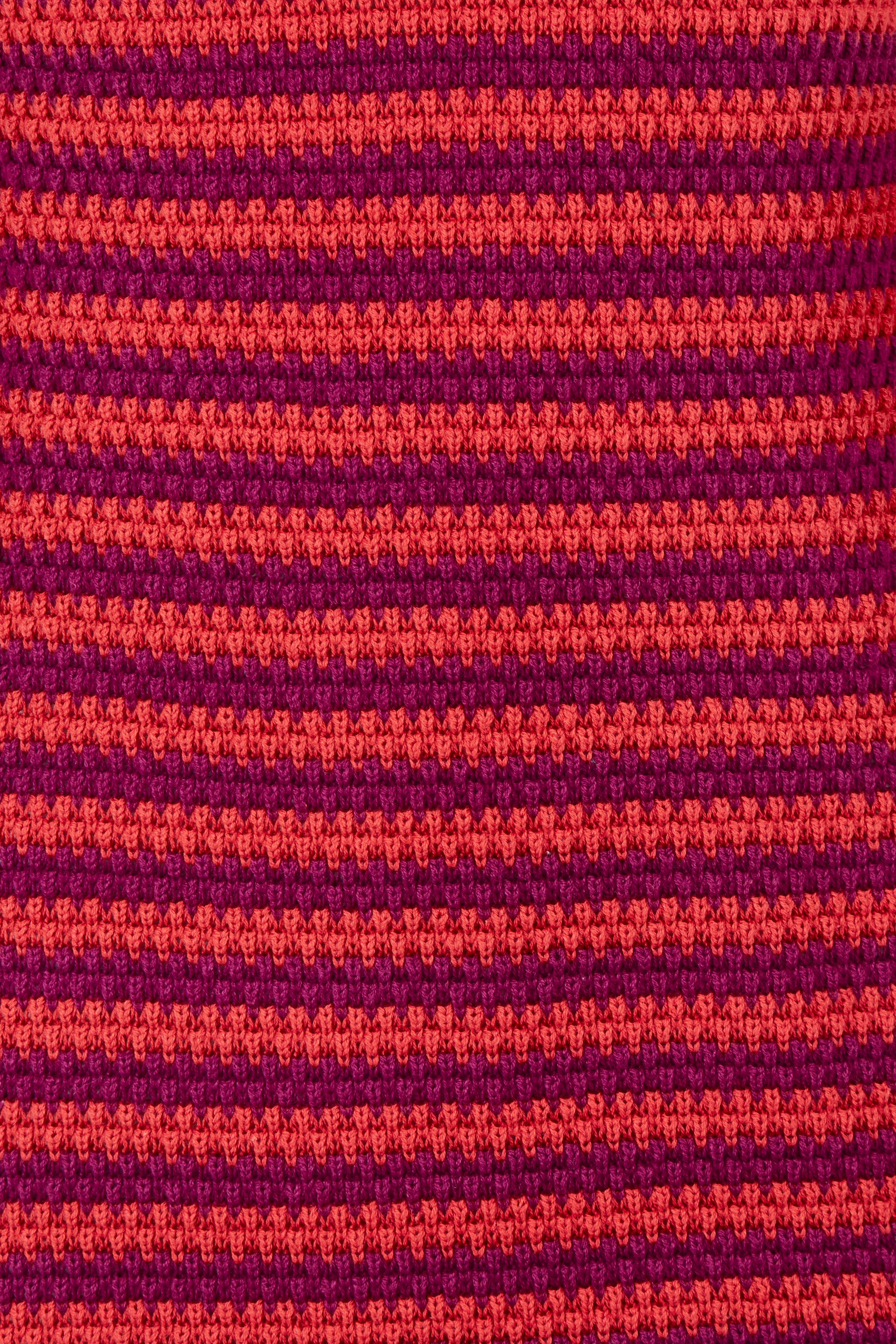 Product shot of the Cotton Stripe Knit Dress in colour Redpurple (Red), detail