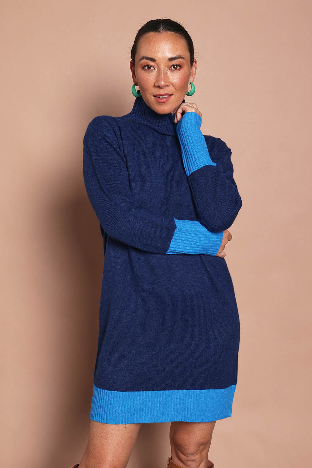 Two Tone Knit Dress – Blueberry