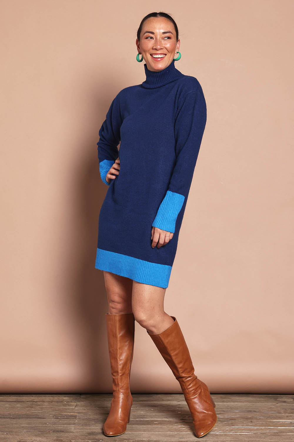 Two Tone Knit Dress – Blueberry