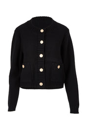 Product shot of the Cotton Cardigan in colour Black (Black), from the front