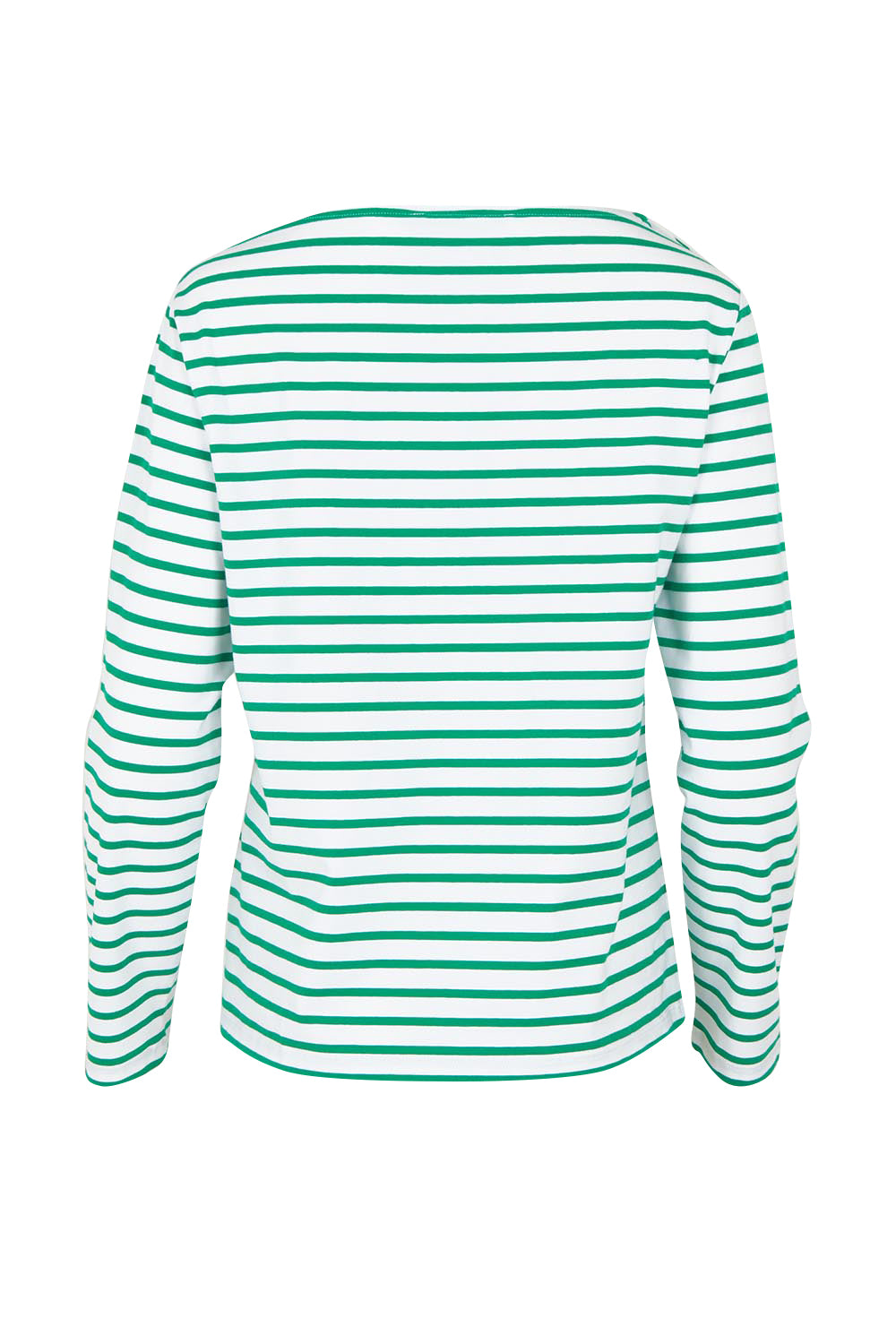 Product shot of the Cotton Stripe Long Sleeve Top in colour Whitegreen (Green), from the back
