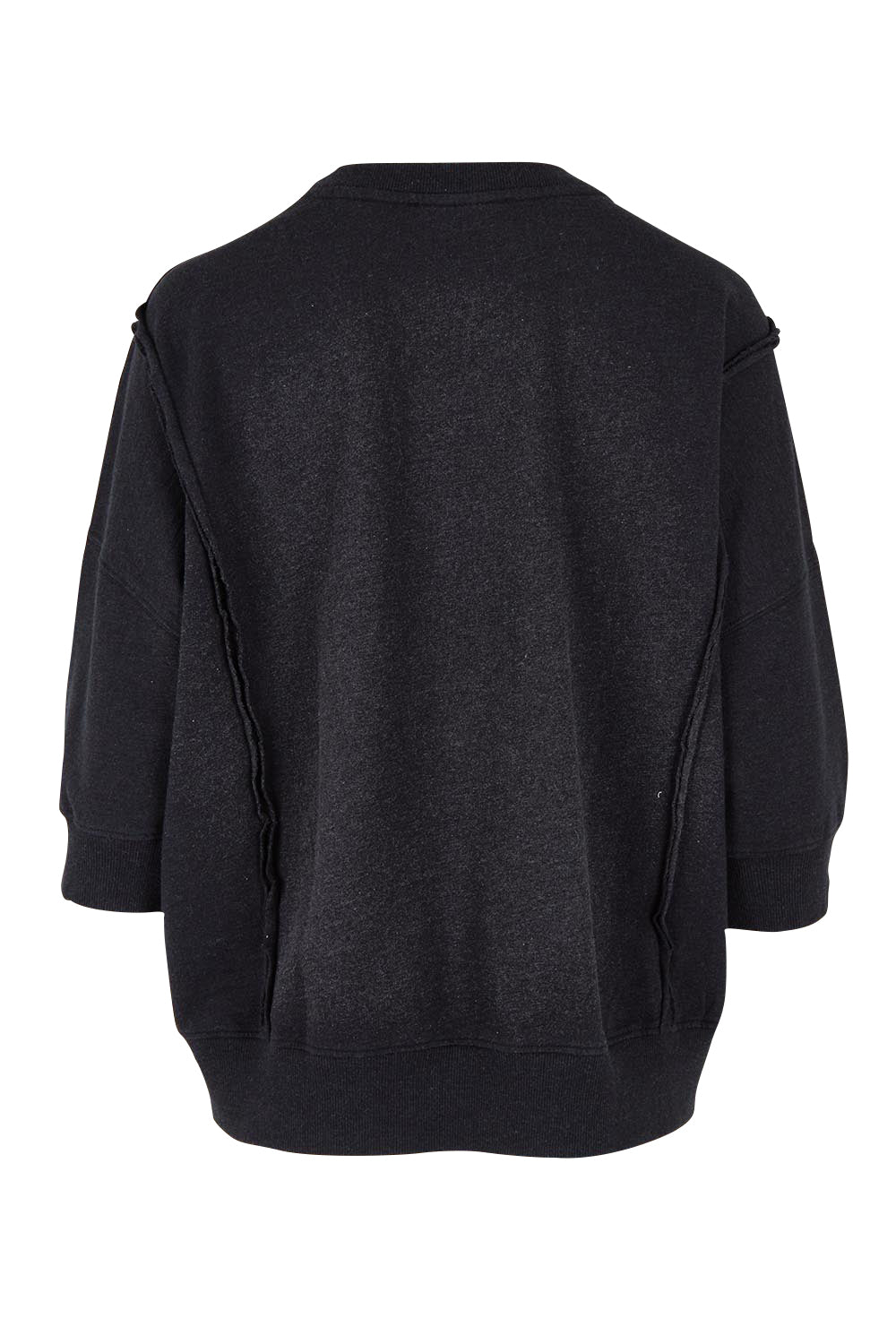Product shot of the Heart 3/4 Sleeve Cotton Jumper in colour Blackbeige (Black), from the back
