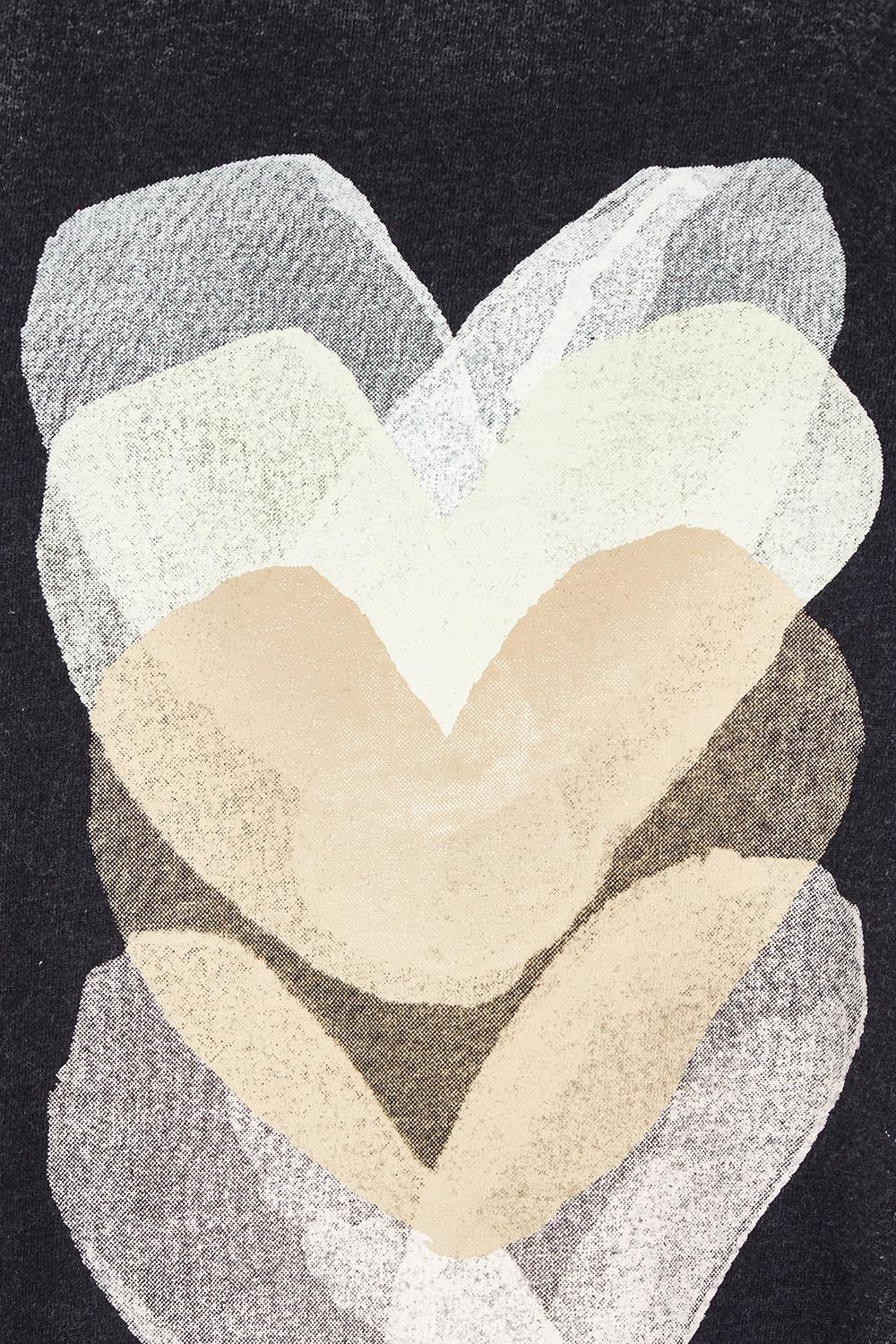 Product shot of the Heart 3/4 Sleeve Cotton Jumper in colour Blackbeige (Black), detail